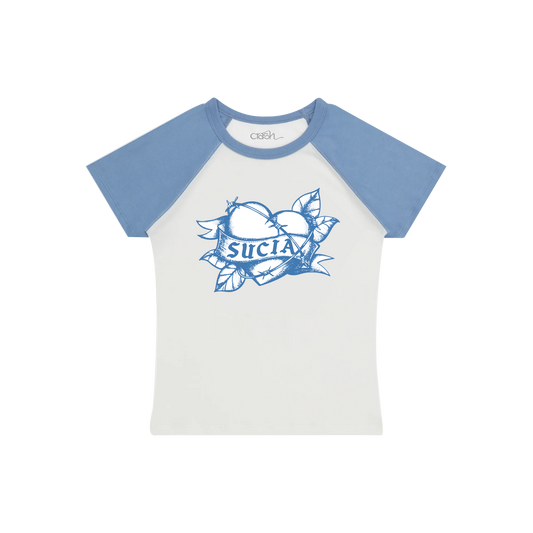 Sucia Raglan Baby Tee (Baby Blue / White)